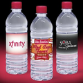 16.9 oz. Custom Label Spring Water w/ Ruby Red Flat Cap - Clear Bottle